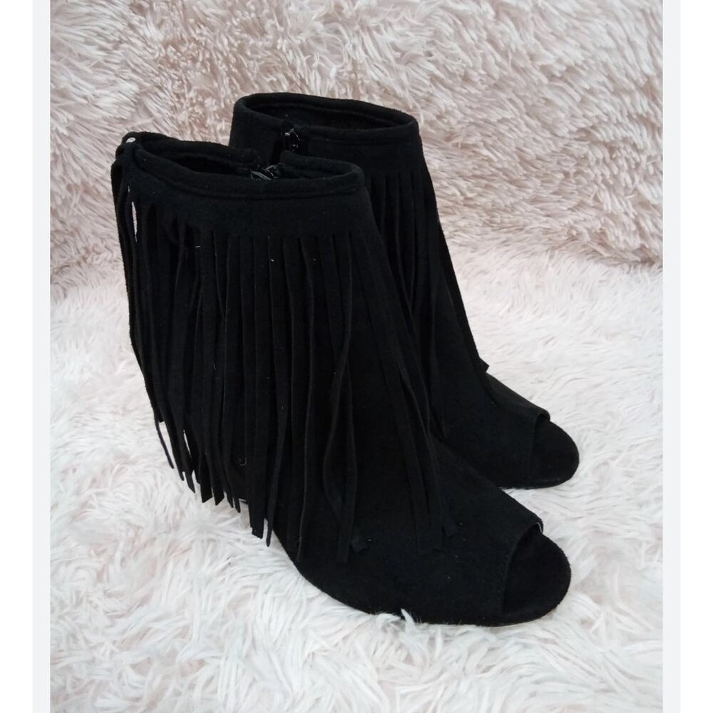 Women’s Adriana 6.5 Fringe Cuff Tassel Mid Calf‎ Western Boot Stiletto High Heel